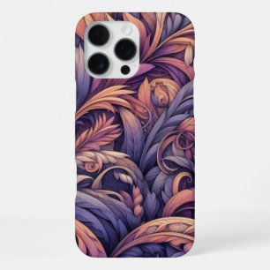 Coque iPhone 16 Pro Max Motif Paisley Rose Mauve Taupe Violet Pourpre
