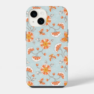 Coque Pour iPhone 14 Motif papillon fleur vintage mignon