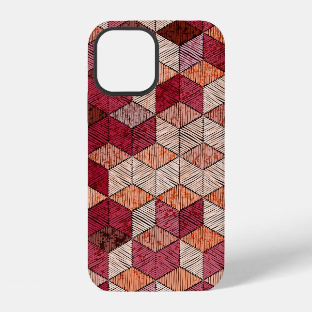 Coque iPhone Motif patchwork brodé sans couture. Bohème.  (Verso)