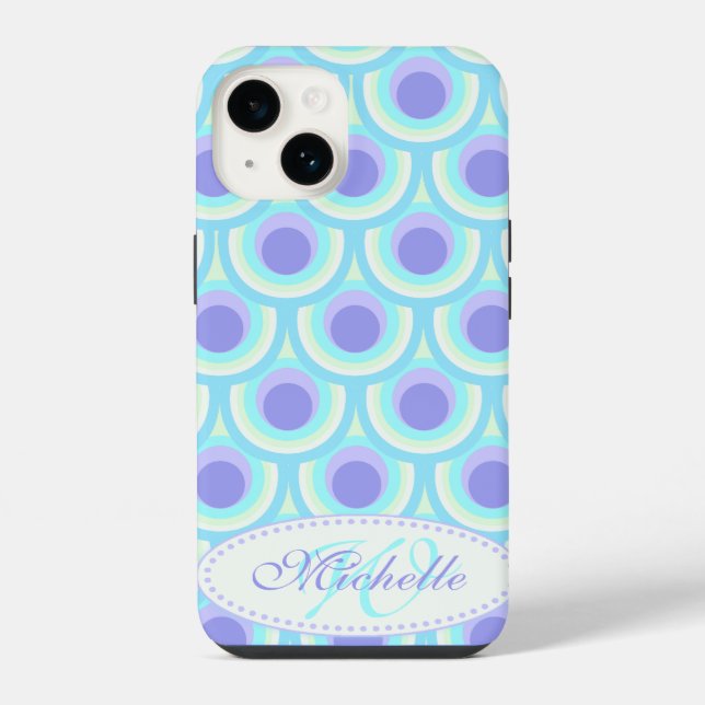 Coque iPhone Motif Peacock nom bleu violet (Verso)