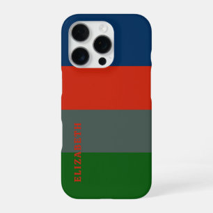 Coque iPhone 16 Pro Motif personnalisé à rayures bleues oranges et ver