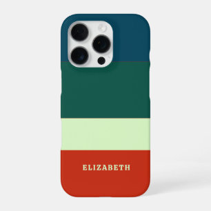 Coque iPhone 16 Pro Motif personnalisé à rayures bleues, vertes et ora