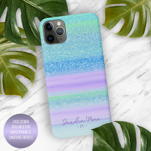 Coque iPhone 11Pro Max Motif Personnalisé Pink Mint Green Blue Purple Str