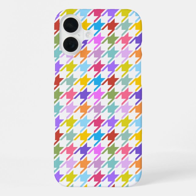 Coque iPhone Motif Pied-de-Poule Multicolore+Blanc (Verso)
