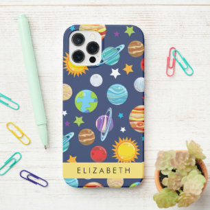 Coque iPhone 12 Pro Motif, Planètes, Étoiles, Cosmos, Votre Nom