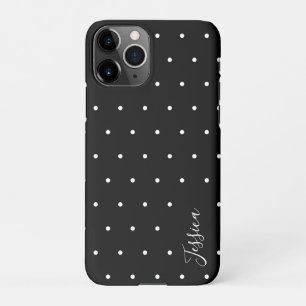 Coque iPhone 11Pro Motif Pois minuscule noir et blanc Preppy