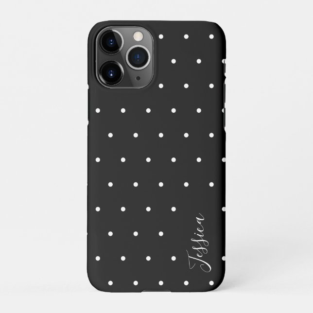 Coque iPhone Motif Pois minuscule noir et blanc Preppy (Dos)
