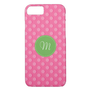 Coque iphone Motif Pois rose Monogramme