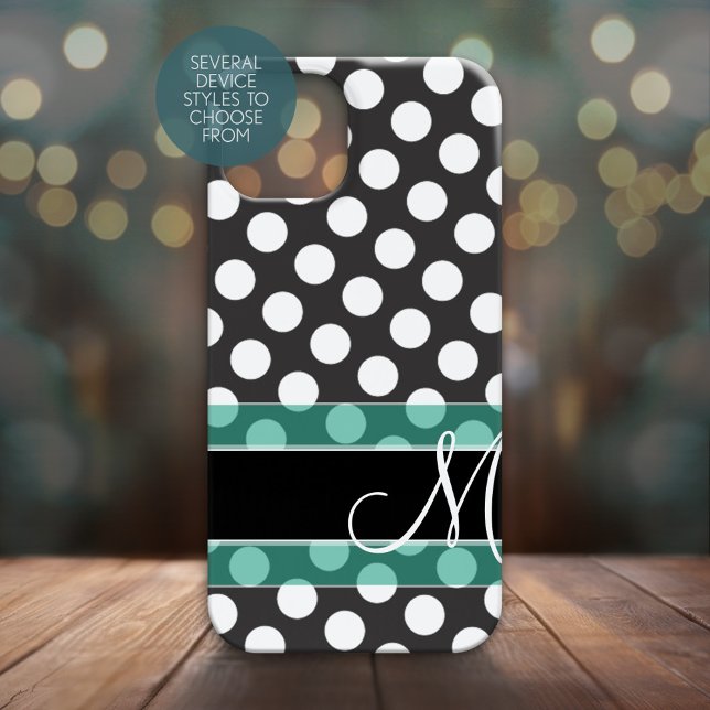 Coque iPhone Motif Poka Dot avec Monogramme (Personalized Phone Case - Many Device Styles to Choose From)