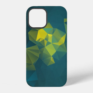 Coque iPhone 12 Motif pyramidal abstrait bleu jaune