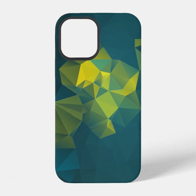 Coque iPhone Motif pyramidal abstrait bleu jaune (Verso)