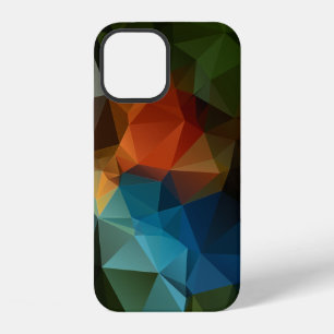 Coque iPhone 12 Motif pyramidal abstrait vert orange bleu