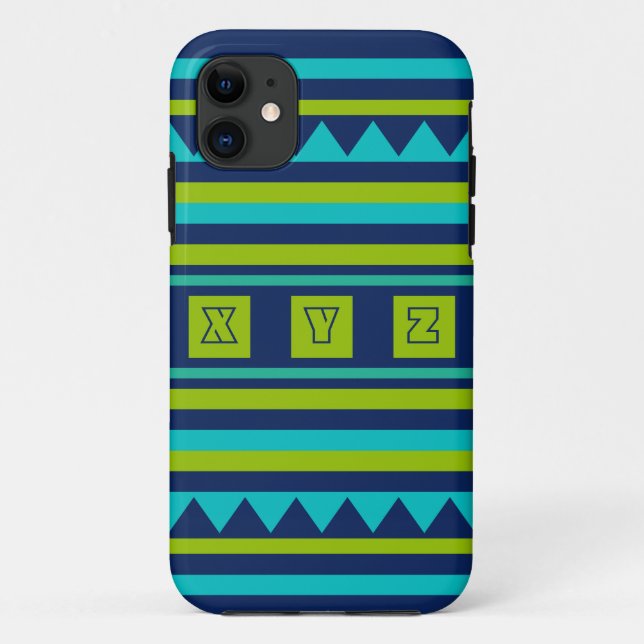 Coque iphone motif Quilt Monogram personnalisé (Dos)