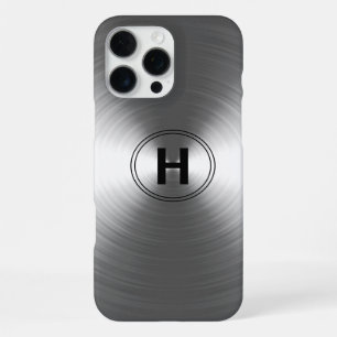 Coque iPhone 16 Pro Max Motif radiant argent contemporain monogrammé