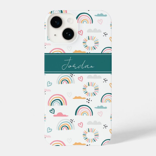 Coque iPhone Motif Rainbows & Hearts (Verso)