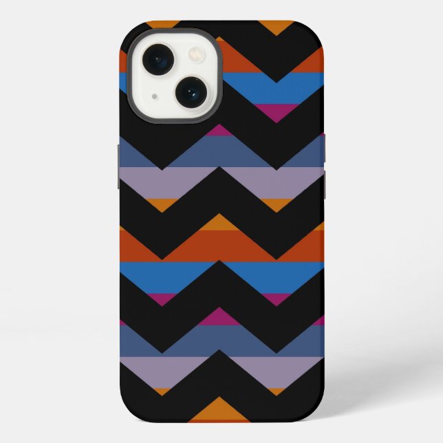 Coque iPhone Motif rayé chevron multicolore zigzag (Verso)