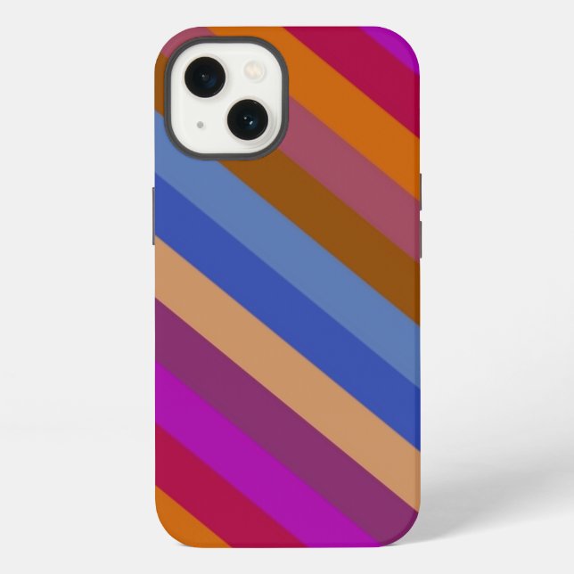 Coque iPhone Motif rayé couleurs rétro (Verso)