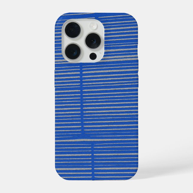 Coque iPhone Motif rayé moderne unique bleu vif (Verso)