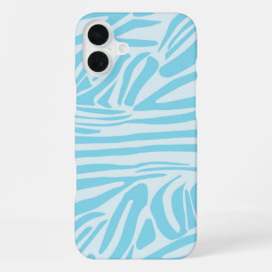 Coque iPhone 16 Plus Motif rayé zèbre bleu