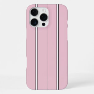 Coque iPhone 16 Pro Max Motif rayure verticale rose pâle minimaliste