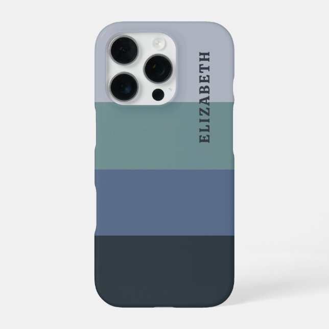 Coque iPhone Motif Rayures Bleu et Gris  (Verso)