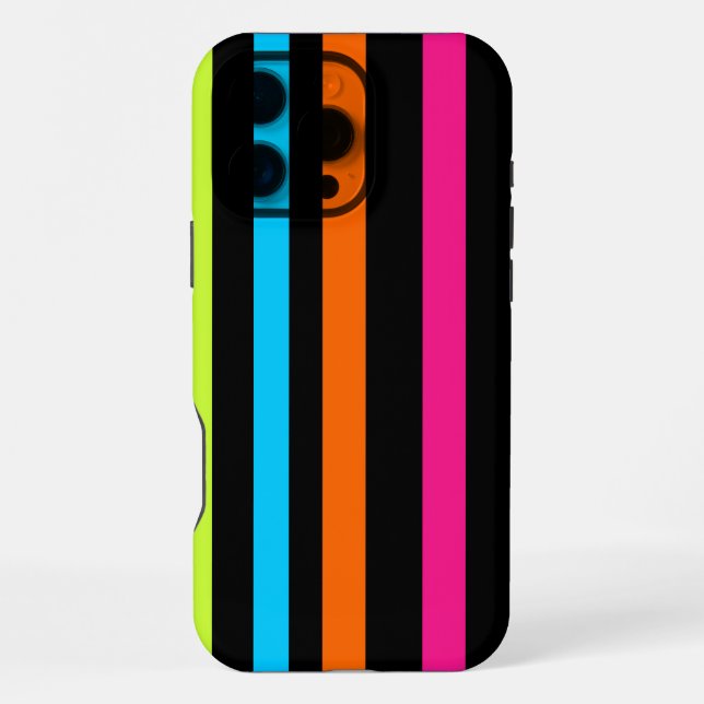 Coque iPhone Motif Rayures Néon (Verso)