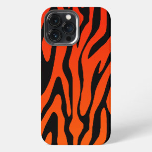 Etui iPhone 13 Pro Max Motif rayures zèbre orange et noir Cool