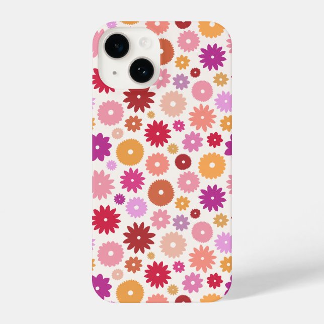 Coque iPhone Motif Répété de Fleurs Colorées (Verso)