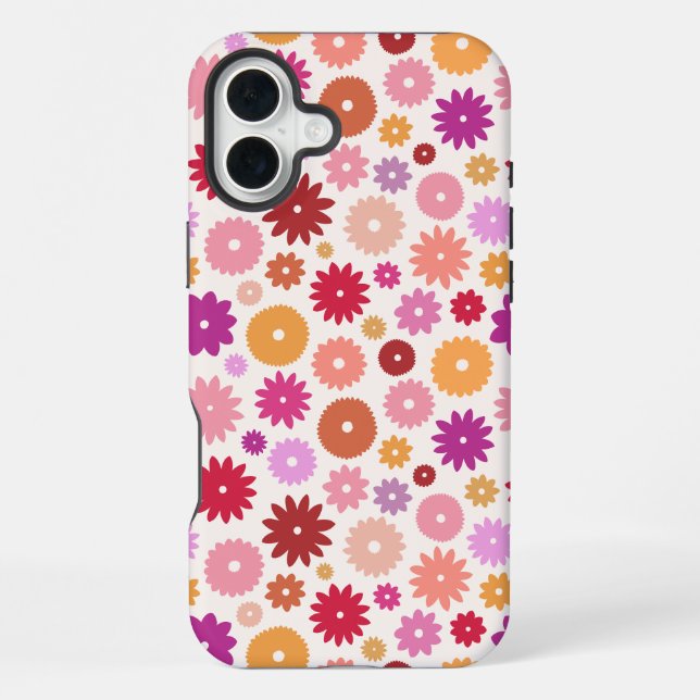 Coque iPhone Motif Répété de Fleurs Colorées (Verso)