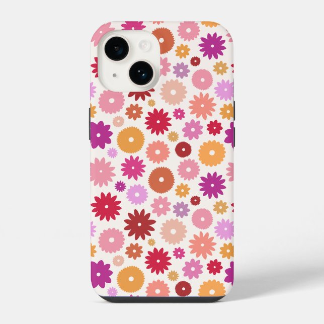 Coque iPhone Motif Répété de Fleurs Colorées (Verso)