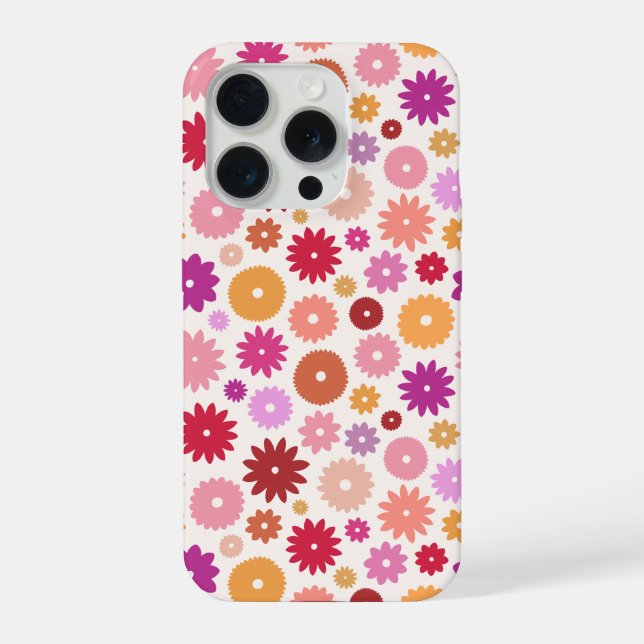 Coque iPhone Motif Répété de Fleurs Colorées (Verso)