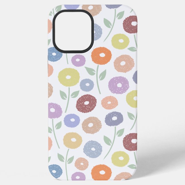 Coque iPhone Motif Répété Fleur Floue Pastels sur Blanc (Verso)
