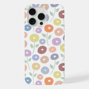 Coque iPhone 15 Pro Max Motif Répété Fleur Floue Pastels sur Blanc