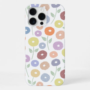 Coque iPhone 16 Pro Max Motif Répété Fleur Floue Pastels sur Blanc