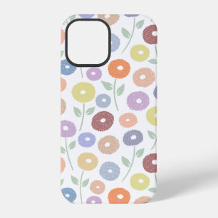 Coque iPhone 12 Pro Motif Répété Fleur Floue Pastels sur Blanc