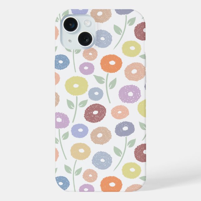 Coque iPhone Motif Répété Fleur Floue Pastels sur Fond Blanc (Verso)