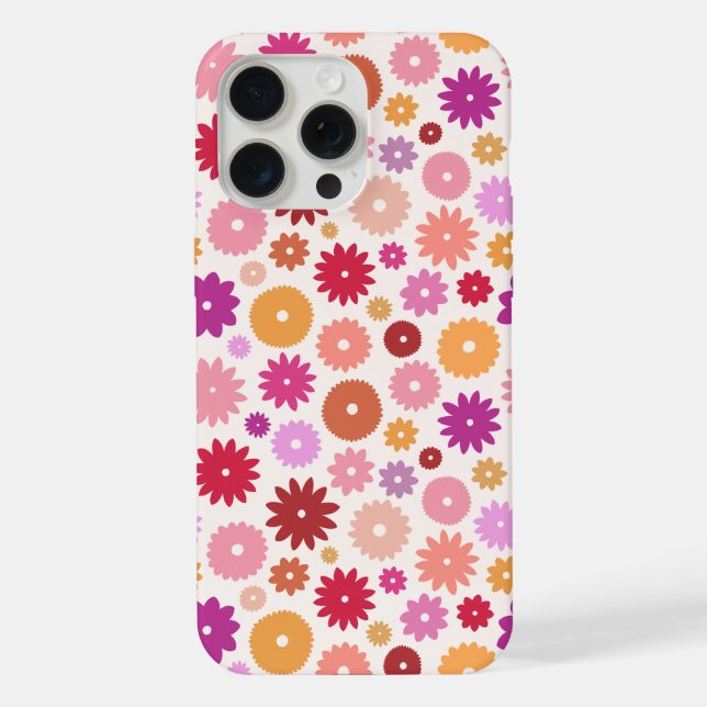 Coque iPhone Motif Répétitif de Fleurs Colorées (Verso)