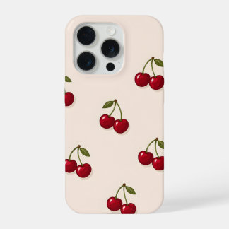 Coque iPhone 15 Pro Motif Rétro de Fruits de Cerise Rouge