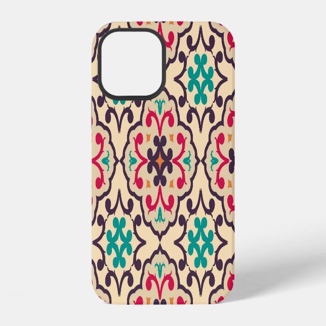 Coque iPhone Motif rétro : papier peint, conception textile (Verso)