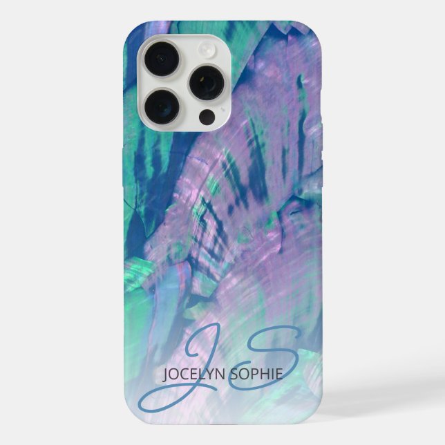 Coque iPhone Motif rose Aqua Turquoise bleu Abalone Shell (Verso)