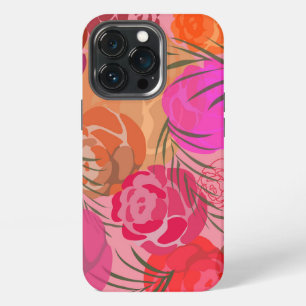 Etui iPhone 13 Pro Motif rose avec fleurs et plantes
