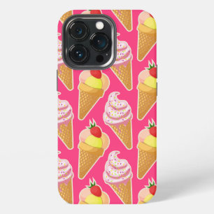 Etui iPhone 13 Pro Motif rose kawaii avec glace à la fraise