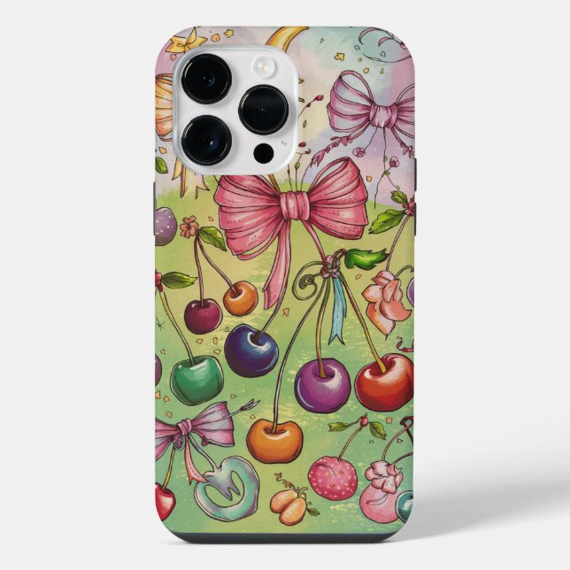 Coque iPhone motif ruban et cerise  (Verso)