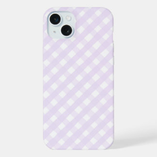 Coque iPhone 15 Plus Motif sans couture à carreaux gingham lilas peint