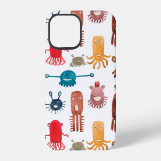 Coque iPhone 12 Motif sans couture aquarelle de monstres drôles et