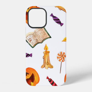Coque iPhone 12 Motif sans couture aquarelle joyeux halloween vaca