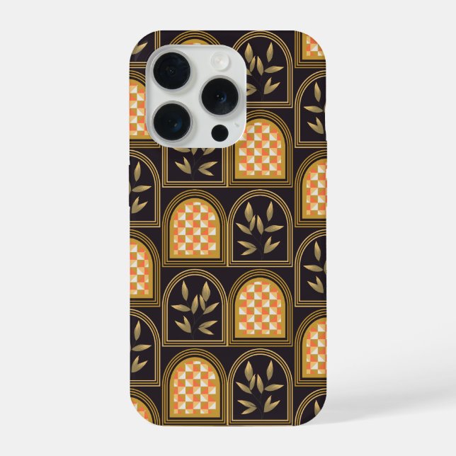 Coque iPhone Motif sans couture Art Déco géométrique floral de  (Verso)