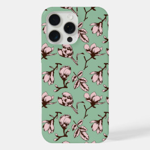 Coque iPhone 15 Pro Max Motif sans couture avec bourgeons de fleurs d'arbr