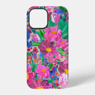 Coque iPhone 12 Motif sans couture avec de belles fleurs. Aquarell