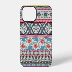 Coque iPhone 12 Motif sans couture avec des carreaux patchwork.